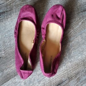 Red maroon suede ballet flats